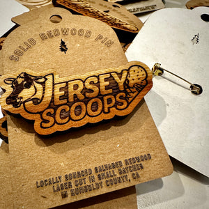 Jersey Scoops Redwood Pin + Hang Tag Card
