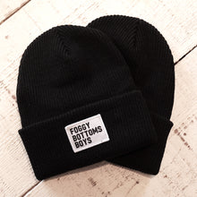 Load image into Gallery viewer, Foggy Bottoms Boys Woven Patch Beanie-Black