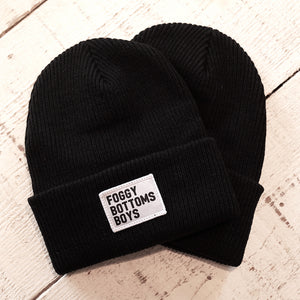 Foggy Bottoms Boys Woven Patch Beanie-Black